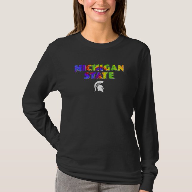 Camiseta Michigan State MSU Spartans Pride Rainbow Tie Dye (Anverso)