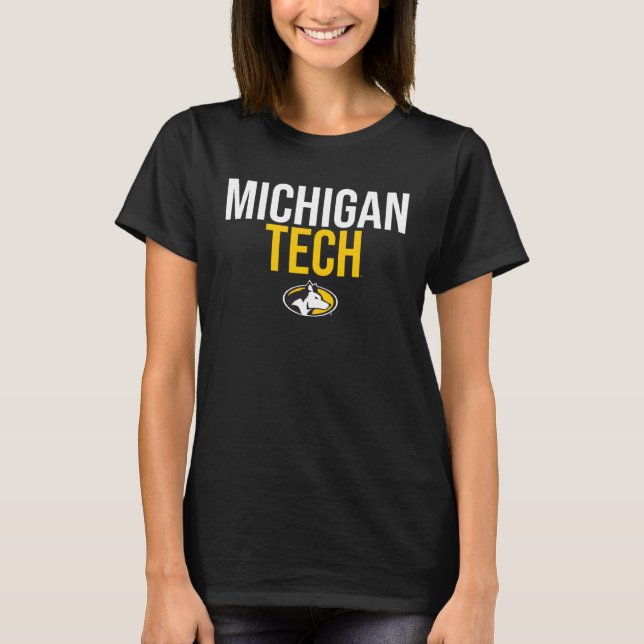 Camiseta Michigan Tech Huskies apilados (Anverso)