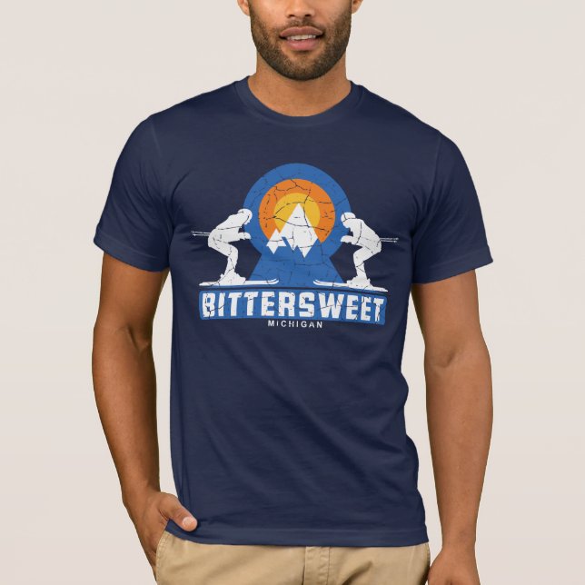 Camiseta Michigan, una estación de esquí de montaña retro B (Anverso)