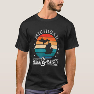 Camiseta Michigan Usa Nació Y Levantó Orgullo Estatal Estad