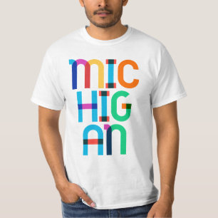 Camiseta Michigan Vintage Retro Arte Pop 80s Color Primario