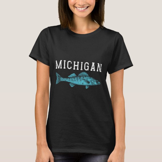Camiseta Michigan Walleye Pescador Angler Midwest (Anverso)