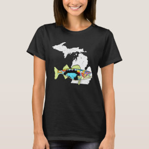 Camiseta Michigan Walleye Pescando Muro de pescadores de ag