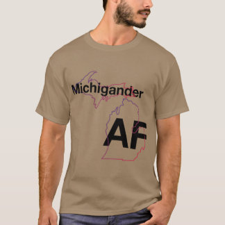 Camiseta Michigander AF Minimalista Silueta de Michigan Sta