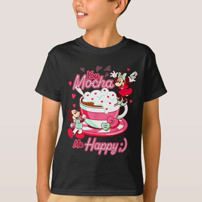 Camiseta Mickey Amp Minnie Valentines Day You Mocha Me H  (Anverso)