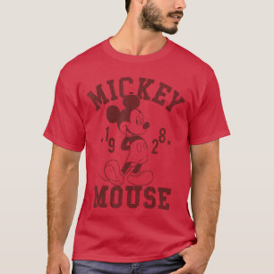 Camiseta Mickey Mouse 1928 retrato vintage en color granate