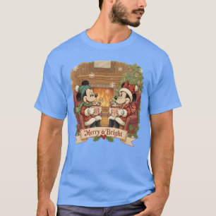 Camiseta Mickey y Minnie Mouse Merry Bright Navidad vin