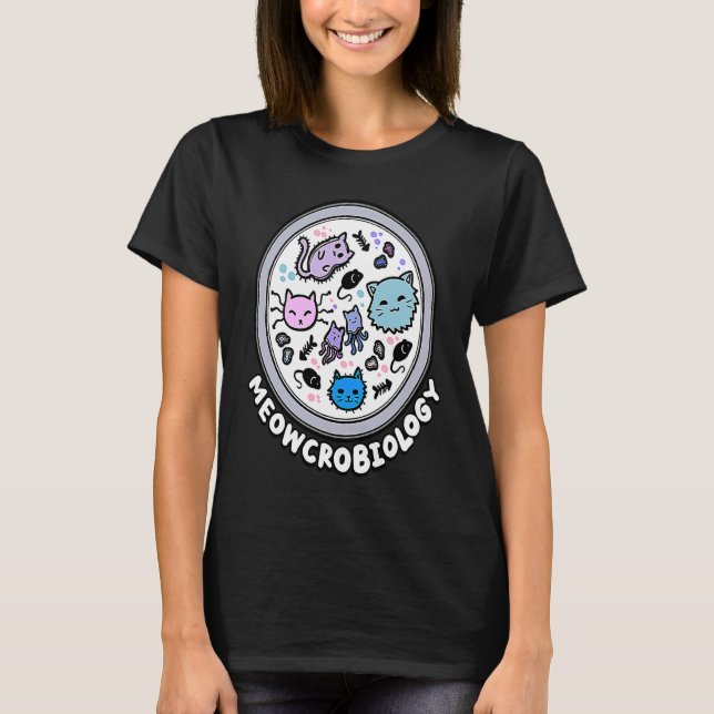 Camiseta Microbiología de gatos microscópicos Escuela de ma (Anverso)
