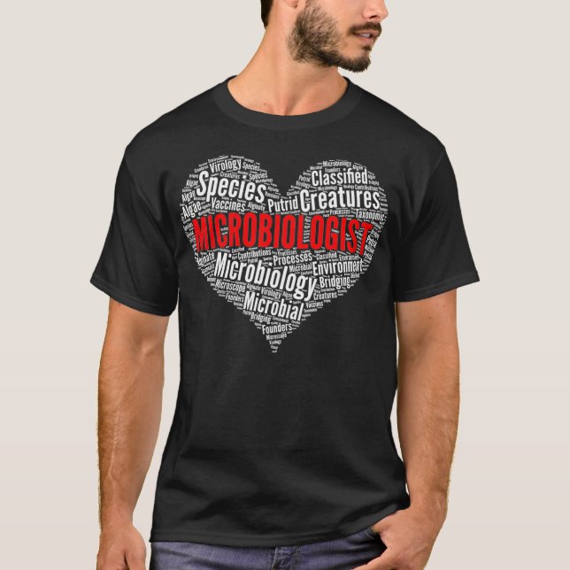 Camiseta Microbiólogo Forma cardíaca Word Cloud Design Micr (Anverso)