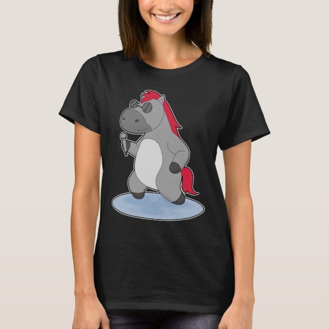 Camiseta Micrófono Cantante de Caballo Cantando (Anverso)
