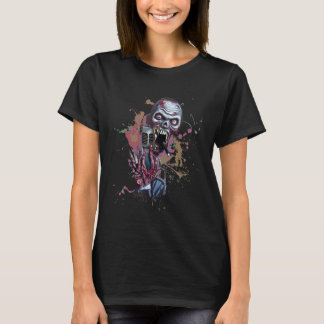 Camiseta Micrófono Cantante Zombie Música de Rock Metal Hor