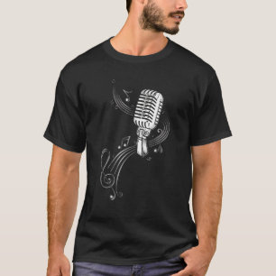 Camiseta Micrófono Con Notas De Música Y Clef. Lover