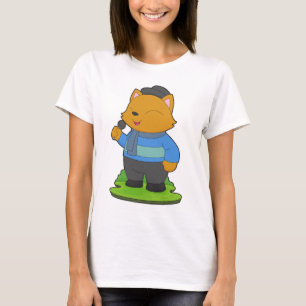 Camiseta Micrófono de cantante de gato cantando