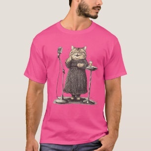 Camiseta Micrófono de cantante de jazz felino con encanto p