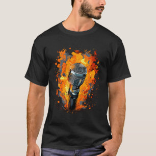 Camiseta Micrófono De Computadora Para Llamas Y Fuego