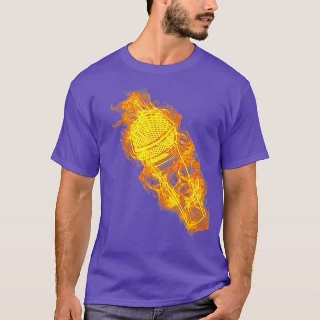Camiseta Micrófono de fuego llama a la música de radio podc (Anverso)