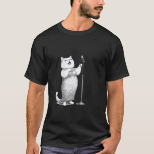 Camiseta Micrófono de Gato Cantante Estrella de Escenario D