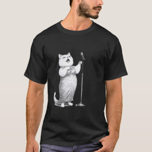 Camiseta Micrófono de Gato Cantante Estrella de la Etapa Di