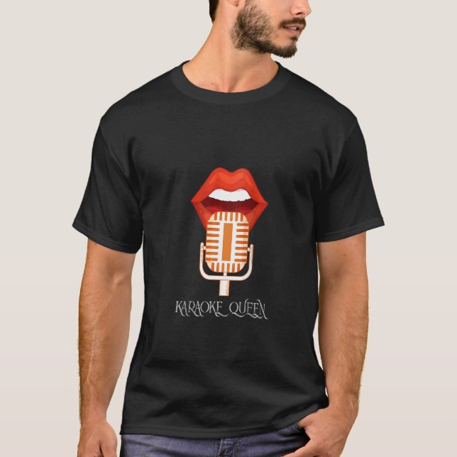 Camiseta Micrófono de música de cantante Reina de karaoke f (Anverso)