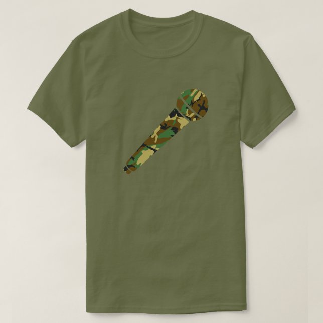 Camiseta Micrófono de patrón Camo Woodland (Diseño del anverso)