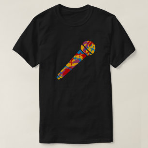 Camiseta Micrófono de patrón de cámara negrita