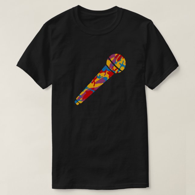 Camiseta Micrófono de patrón de cámara negrita (Diseño del anverso)