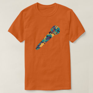 Camiseta Micrófono de patrón de camo de verano medio