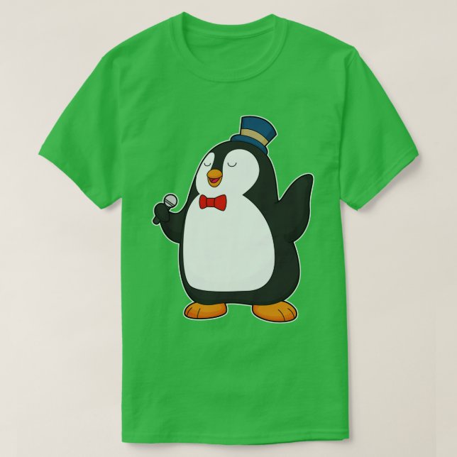 Camiseta Micrófono de un cantante pingüino (Diseño del anverso)