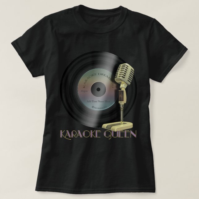 Camiseta Micrófono divertido de la reina del Karaoke (Diseño del anverso)