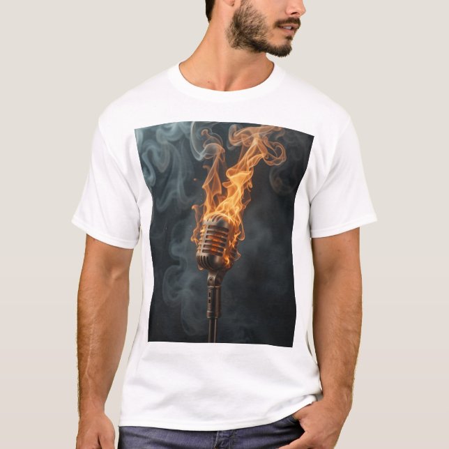 Camiseta Micrófono en llamas (Anverso)