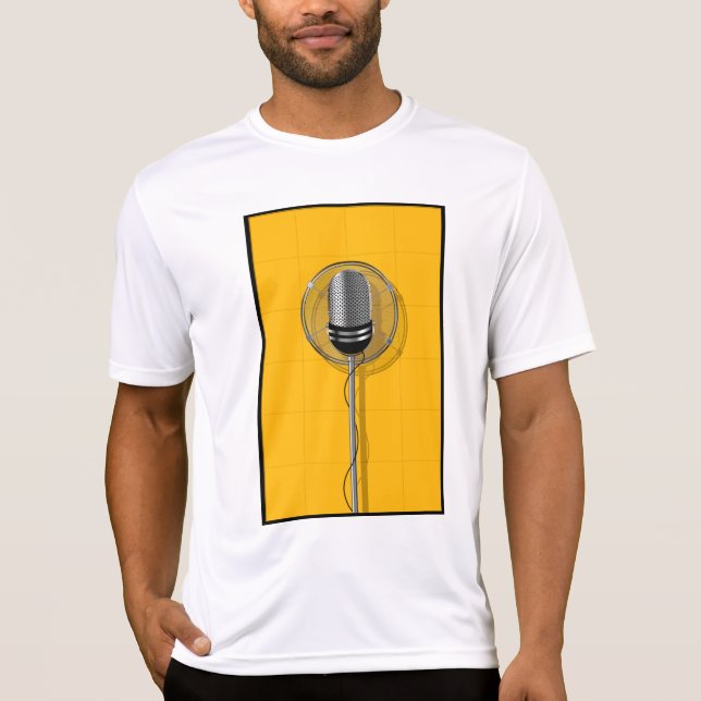 Camiseta Micrófono Retro en Amarillo Intenso (Anverso)