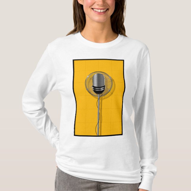 Camiseta Micrófono Retro sobre Amarillo Intenso (Anverso)