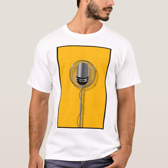 Camiseta Micrófono Retro sobre Amarillo Intenso (Anverso)