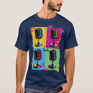 Camiseta Micrófono Retro Vintage - Grabación de Música Pop 