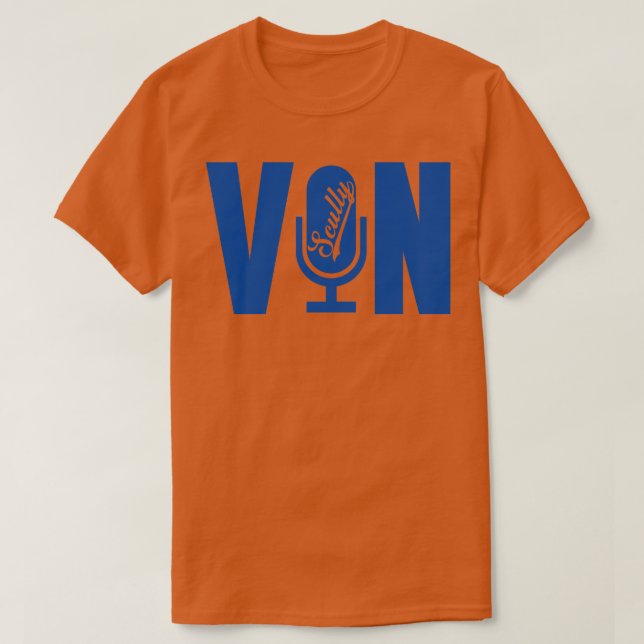 Camiseta Micrófono Vin Scully de micrófono Vin 1 (Diseño del anverso)