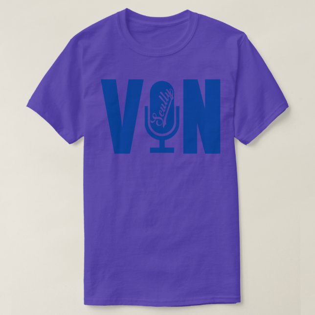 Camiseta Micrófono Vin Scully de micrófono Vin 1 (Diseño del anverso)