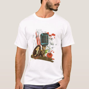 Camiseta micrófono vintage grunge vector