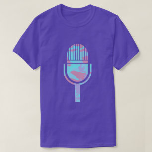 Camiseta Micrófono Vintage Patrón Camuflaje Pastel Cool