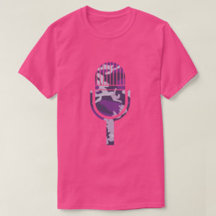 Camiseta Micrófono Vintage Patrón Camuflaje PurpleBerry
