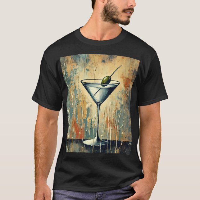 Camiseta Mid Century Mixed Media Martini Art (Anverso)