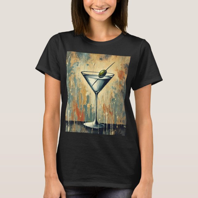 Camiseta Mid Century Mixed Media Martini Art (Anverso)