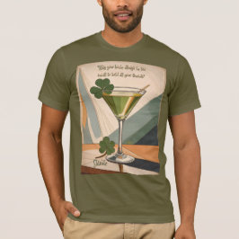 Camiseta Mid Century Modern Art Shamrock Martini Sláinte! 