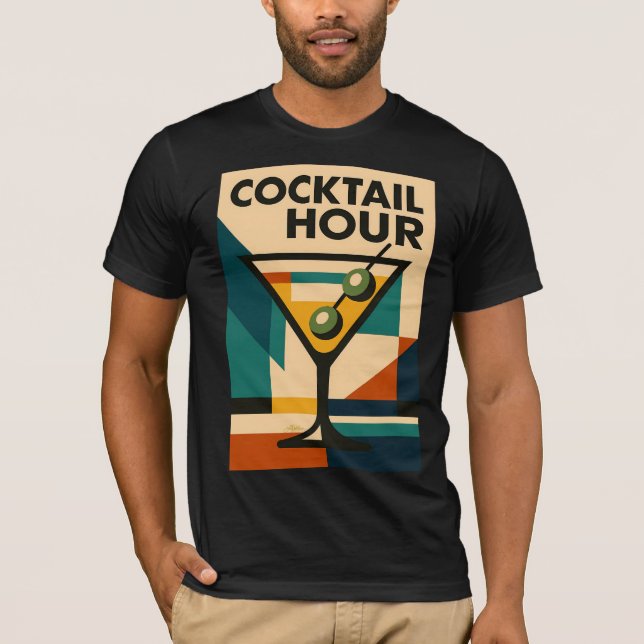 Camiseta Mid Century Modern Bauhaus Cocktail Hour Martini (Anverso)