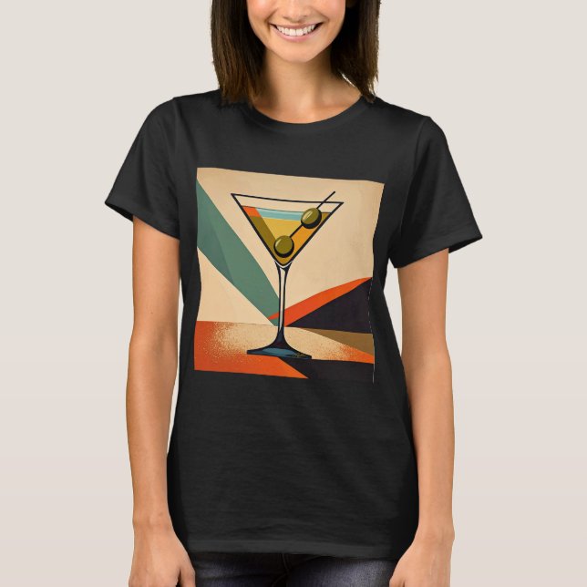 Camiseta Mid Century Modern Color Block Martini Art (Anverso)