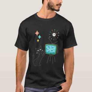 Camiseta Mid Century Modern Retro Atomic Funny Cat with Fis