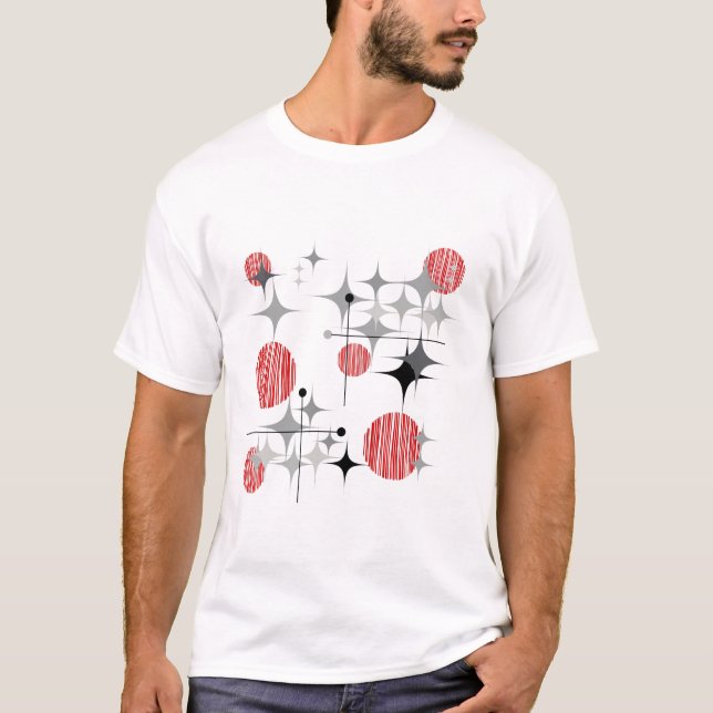 Camiseta Mid Century Modern Starbursts y Globos (Anverso)