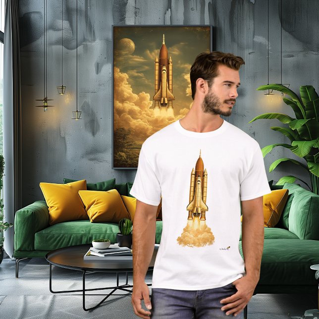 Camiseta Mid-Century Rocket Launch | Retro Space Age Art (Subido por el creador)