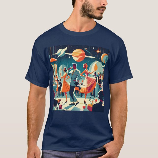 Camiseta Mid Century Space Age Cocktail Party (Anverso)
