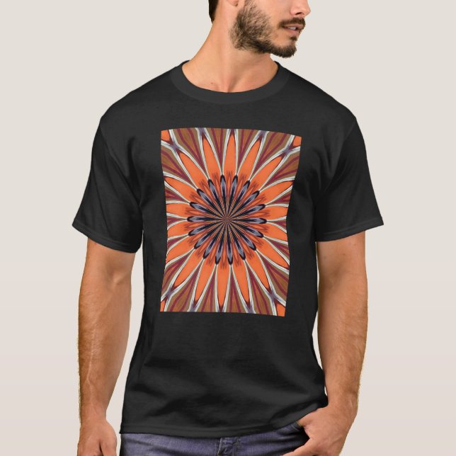 Camiseta Mid Mod Orange Brown Floral Circle Pattern (Anverso)