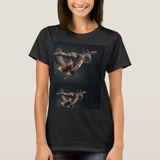Camiseta Midair Strength – Minimal Surreal Squirrel Tee (Anverso)